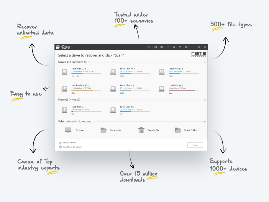 screenshot of Remo Recover Windows
